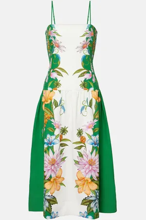 Farm Rio Vestido midi Sweet Bloom de mezcla de lino