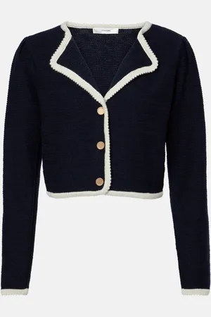 Frame Top Corded Cardi de lana y algodón