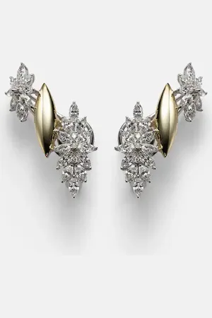 Yeprem Pendientes de clip Golden Strada de oro amarillo y blanco de 18 ct con diamantes
