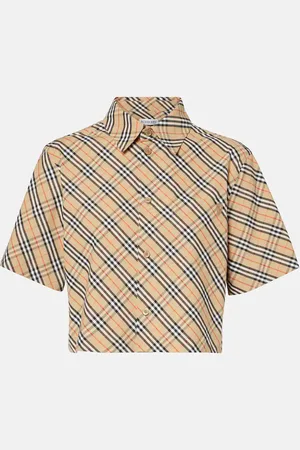 Burberry Camisa cropped de algodón con Check