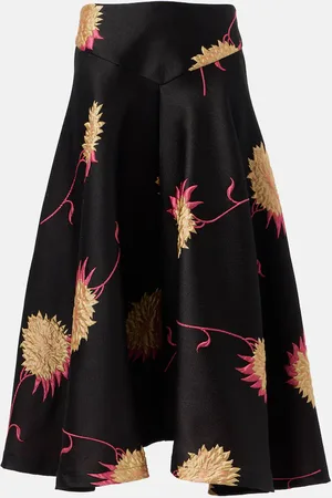 La DoubleJ Falda midi Milano de satén en jacquard