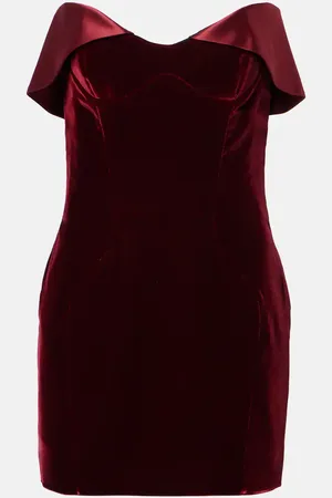 MUGLER Vestido corto de terciopelo con satén