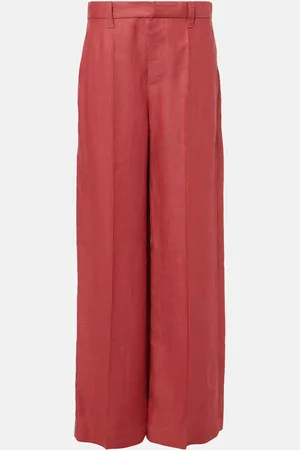 Brunello Cucinelli Pantalones anchos de cáñamo y lino