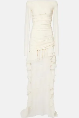 BLUMARINE Vestido corto de jersey y georgette con volantes