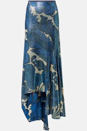 Etro Falda larga asimétrica de lamé estampada