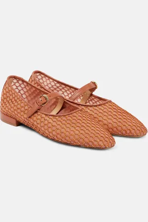ULLA JOHNSON Bailarinas Isobel de malla con piel
