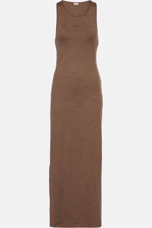 Loewe Vestido largo de mezcla de lana con anagrama