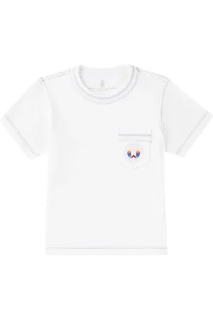 Brunello Cucinelli Camiseta en jersey de algodón estampada