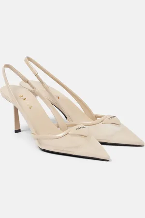 Prada Salones destalonados de malla con piel