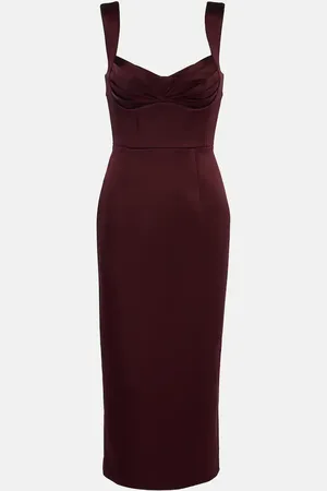 Rebecca Vallance Vestido midi Merlot de satén fruncido