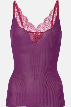 Saint Laurent Tank top de seda con encaje