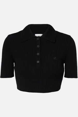 Courrèges Courrèges Polo cropped de punto acanalado