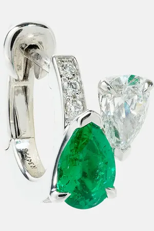 Repossi Pendiente individual Serti Sur Vide de oro blanco de 18 ct con diamantes y esmeralda