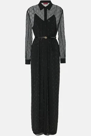 Gucci Vestido largo de seda GG Crystal