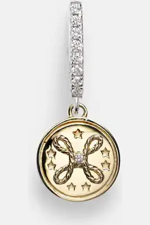 Foundrae Pendiente único True Love Mini de oro amarillo y blanco de 18 ct con diamantes