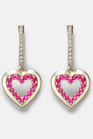 Roxanne First Pendientes de aro de oro de 14 ct con diamantes y zafiros