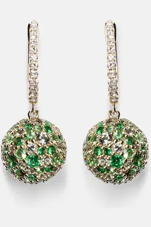 Roxanne First Pendientes Bauble de oro de 18 ct con diamantes y granates