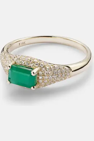 STONE AND STRAND Anillo de oro de 14 ct con diamantes y esmeralda