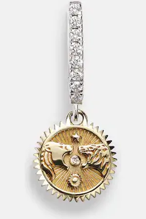 Foundrae Pendiente individual Strength Mini de oro blanco y amarillo de 18 ct con diamantes