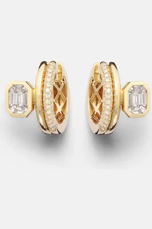 Shay Pendientes de aro Floating Bezel de 18 ct con diamantes