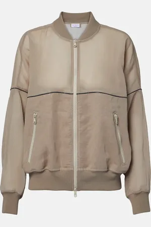 Brunello Cucinelli Bomber en organza de algodón con cuentas Monili