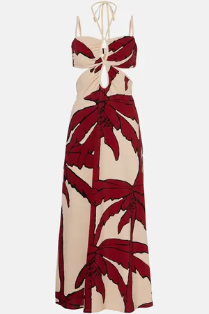 JOHANNA ORTIZ Vestido midi estampado con abertura