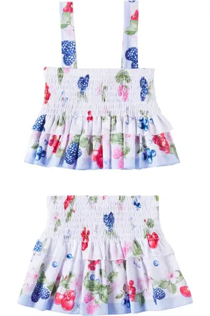 MONNALISA Set de top y falda de algodón floral