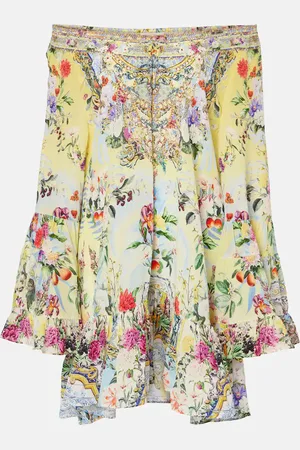 Camilla Vestido corto Flor Fantástica de seda