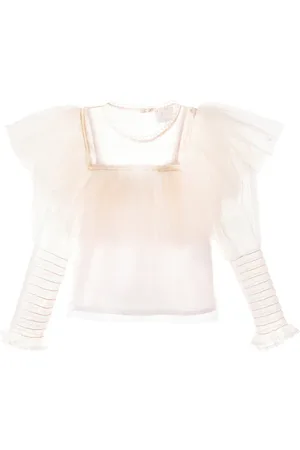 Petite Amalie Blusa de tul con volantes
