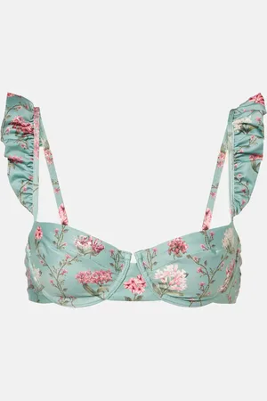 Agua by Agua Bendita Top de bikini Kiwi floral con volantes