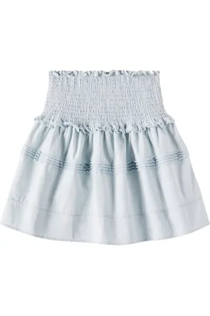 Petite Amalie Falda en chambray de algodón fruncida
