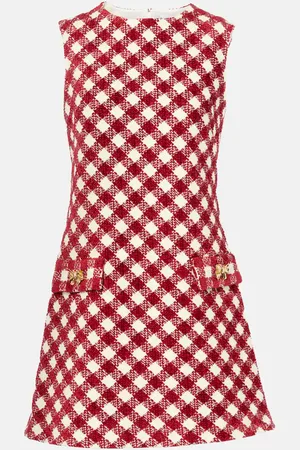 Oscar de la Renta Vestido corto de tweed de chenilla a cuadros