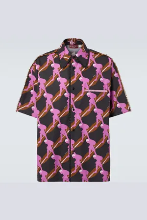Gucci Camisa bowling de popelin de algodón estampada