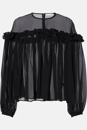 ULLA JOHNSON Blusa Peggy de georgette de seda con volantes