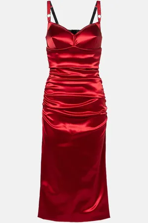 Dolce & Gabbana Vestido midi de satén fruncido