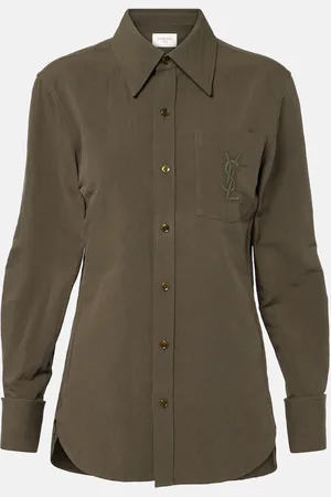 Saint Laurent Camisa Cassandre de algodón y lino