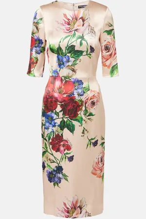 Dolce & Gabbana Vestido midi de satén floral