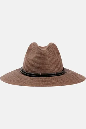 Brunello Cucinelli Sombrero fedora con piel y Monili