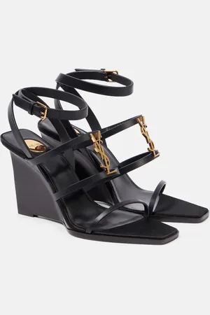 Saint Laurent Sandalias con cuña Cassandra 90 de piel