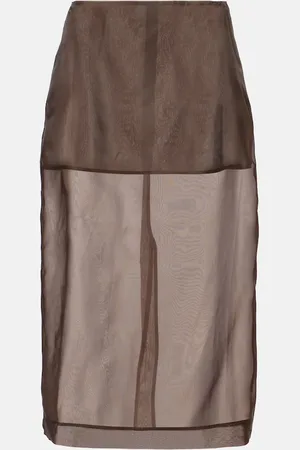 The Frankie Shop Falda midi Peri en mezcla de seda
