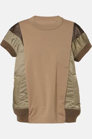 SACAI Top de jersey y sarga con paneles