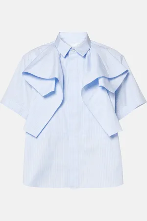 SACAI Camisa de popelín de algodón a rayas