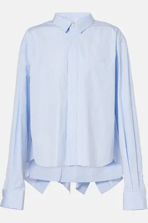 SACAI Camisa de popelín de algodón a rayas