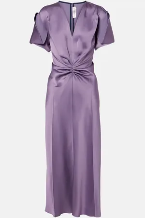 Victoria Beckham Vestido midi de satén fruncido
