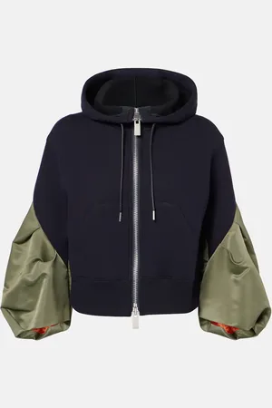 SACAI Sudadera con capucha de jersey y sarga