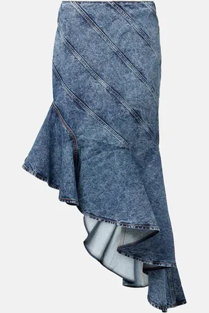 Alaïa Alaïa Falda midi Spiral de denim asimétrica
