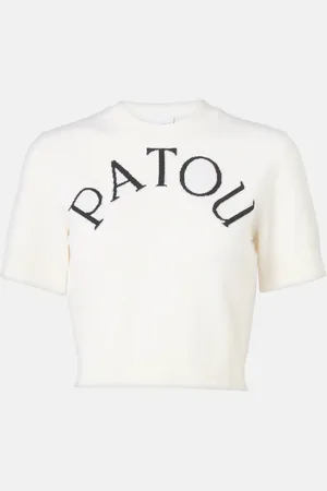 Patou Crop top en mezcla de lana con logo