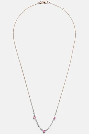 Roxanne First Collar Triple Drilled de oro blanco de 14 ct con zafiros y diamantes