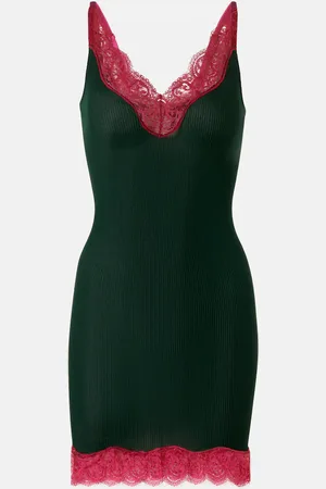 Saint Laurent Vestido lencero de jersey de seda con encaje
