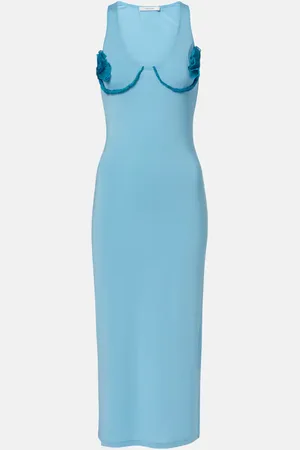 Nensi Dojaka Vestido midi Cosimina con aplique floral